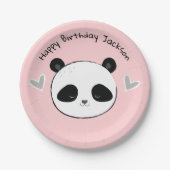Assiettes En Carton Joli Panda Face Pink Party Plaque (Devant)