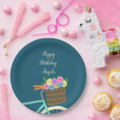 Assiettes En Carton Joli panier à bicyclette et panier Turquoise avec  (Fête)