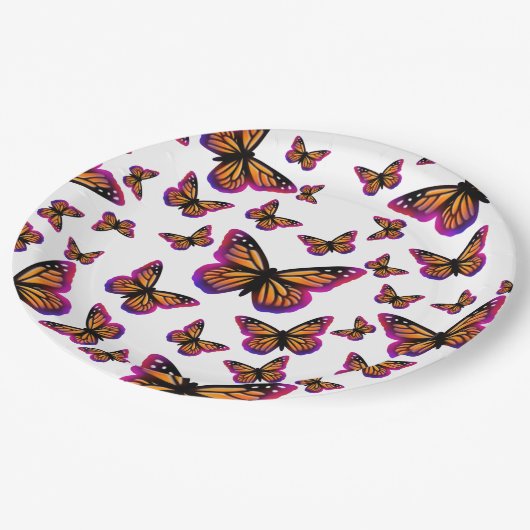 Assiettes En Carton Joli papillon aquarelle élégant (Angle)