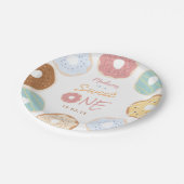 Assiettes En Carton Joli Pastel Moderne Donut Premier Anniversaire (Angle)