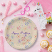 Assiettes En Carton Joli Pastel Plates d'Anniversaire En Papier Fleuri (Fête)