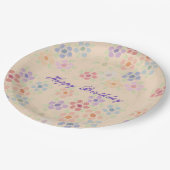 Assiettes En Carton Joli Pastel Plates d'Anniversaire En Papier Fleuri (Angle)