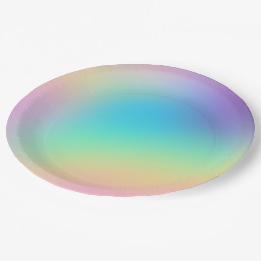Assiettes En Carton Joli Pastel Rainbow Mariage dégradé (Angle)