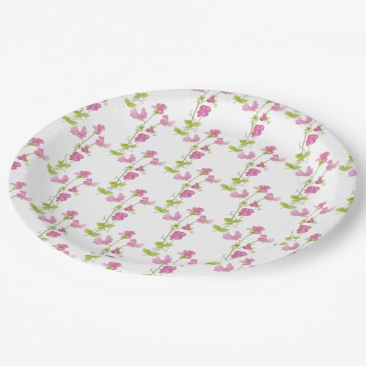 Assiettes En Carton Joli Pea Rose Sweet Pea Flower Art (Angle)
