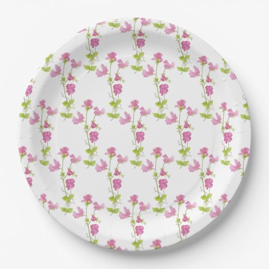 Assiettes En Carton Joli Pea Rose Sweet Pea Flower Art (Devant)