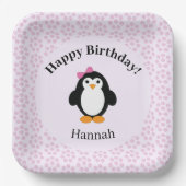 Assiettes En Carton Joli Penguin d'anniversaire (Recto)