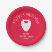 Assiettes En Carton Joli Père Noël Beard Rouge Joyeux Noël (Devant)