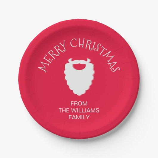 Assiettes En Carton Joli Père Noël Beard Rouge Joyeux Noël (Devant)