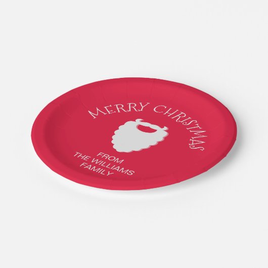 Assiettes En Carton Joli Père Noël Beard Rouge Joyeux Noël (Angle)