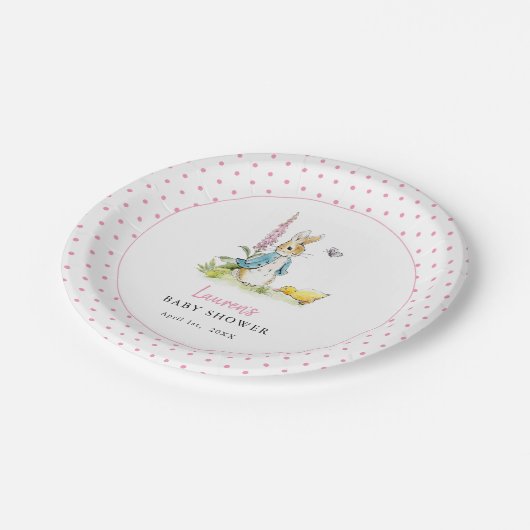 Assiettes En Carton Joli Peter Rabbit Bébé Fille douche rose (Angle)