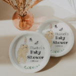 Assiettes En Carton Joli petit Baby shower de lapin<br><div class="desc">Plaques en papier baby shower Little Bunny Illustration. Parfait pour le baby shower bébé fille</div>