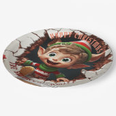 Assiettes En Carton Joli Petit Elfe Noël 3D (Angle)