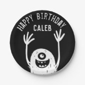 Assiettes En Carton Joli Petit Monster Personnalisé Garçons Anniversai (Devant)