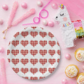 Assiettes En Carton Joli Plaid Red Hearts Dotty Motif (Fête)