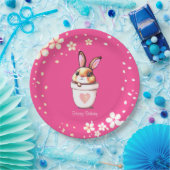 Assiettes En Carton Joli Plante de lapin d'anniversaire Pot & Fleurs s (Fête)