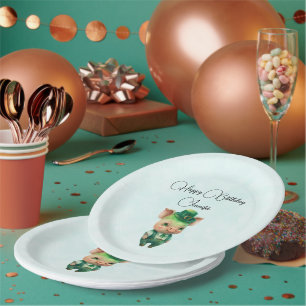 Assiettes En Carton Joli porc vert Fairytale dans un joli Anniversaire