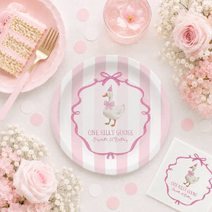 Assiettes En Carton Joli Premier Anniversaire d'Oie Ridicule Ruban Ros