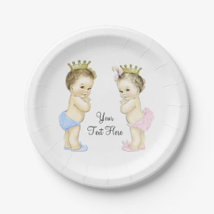 Assiettes En Carton Joli prince et princesse garçon et fille jumeaux b