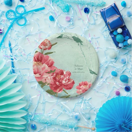 Assiettes En Carton Joli Réception Fleur Rétro Dinnerware Peony (Fête)