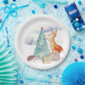 Assiettes En Carton Joli renard de Noël adorable (Fête)