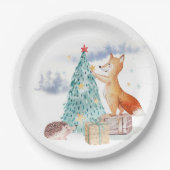 Assiettes En Carton Joli renard de Noël adorable (Devant)