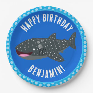 Assiettes En Carton Joli requin baleine fête personnalisée