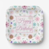 Assiettes En Carton Joli rose Fleurs Super Design rétro (Recto)