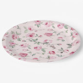 Assiettes En Carton Joli rose Roses Mariage Floral (Angle)