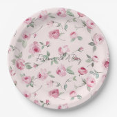 Assiettes En Carton Joli rose Roses Mariage Floral (Devant)