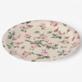 Assiettes En Carton Joli rose Roses Mariage Floral (Angle)