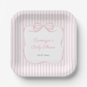 Assiettes En Carton Joli Ruban Rose Pour Baby Shower Fille Fête