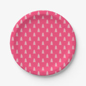 Assiettes En Carton Joli sapin de Noël motif pastel et rose chaud (Devant)