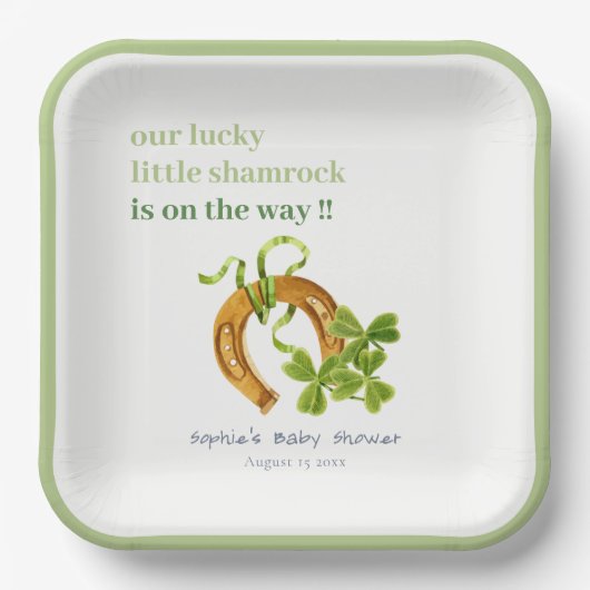 Assiettes En Carton Joli Shamrock  St Patrick's Day Baby shower (Recto)