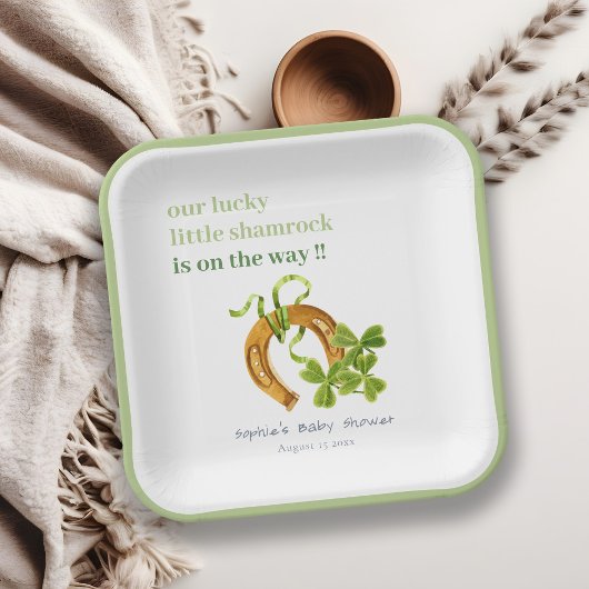 Assiettes En Carton Joli Shamrock  St Patrick's Day Baby shower