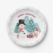 Assiettes En Carton Joli Snowman Noël Plaques papier de fête (Devant)