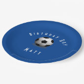 Assiettes En Carton Joli Soccer Anniversaire Garçon Bleu et Blanc (Angle)