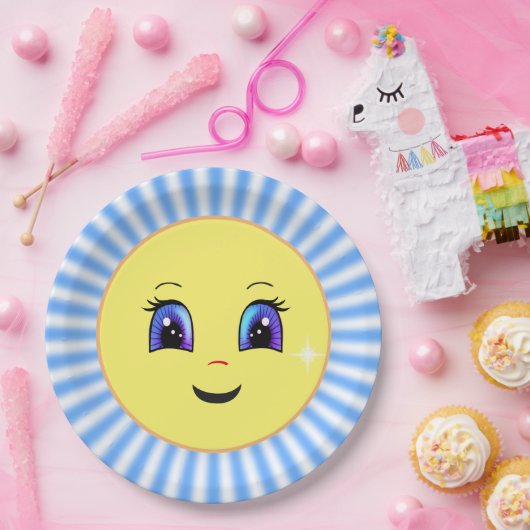 Assiettes En Carton Joli soleil face & rayons (Fête)