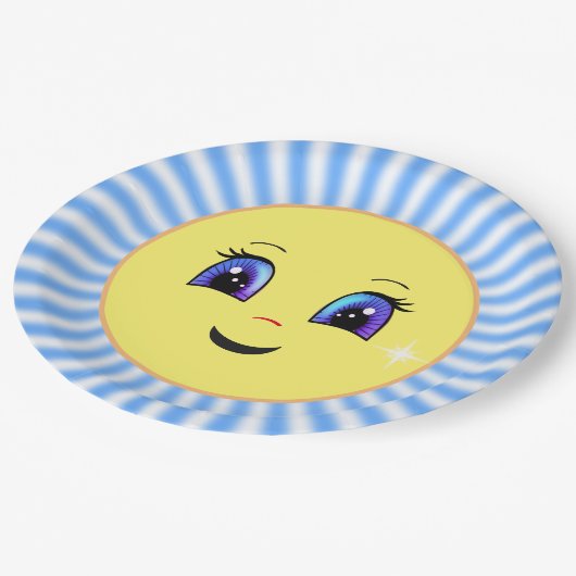 Assiettes En Carton Joli soleil face & rayons (Angle)