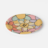 Assiettes En Carton Joli style rétro coloré fleurs marguerites (Angle)