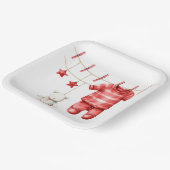 Assiettes En Carton Joli Teddy Bear Cloche Baby shower rouge (Angulaire)