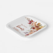 Assiettes En Carton Joli Terracotta Automne Floral Verdure Anniversair (Angulaire)