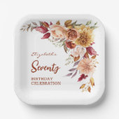 Assiettes En Carton Joli Terracotta Automne Floral Verdure Anniversair (Recto)