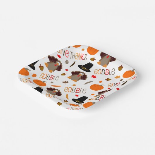 Assiettes En Carton Joli Thanksgiving Motif Gobble Remercier (Angulaire)
