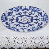 Assiettes En Carton Joli Thé d'après-midi bleu et blanc - Nom / Texte