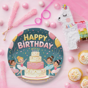 Assiettes En Carton Joli thème d'anniversaire de ballerine