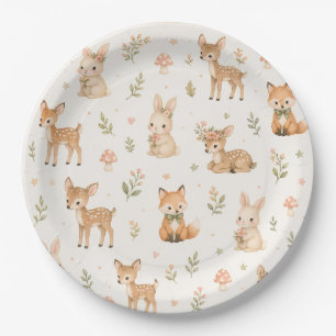 Assiettes En Carton Joli thème forestier: Cerf, Lapin et Renard pour l