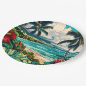 Assiettes En Carton Joli thème Hawaiian Island (Angle)