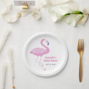 Assiettes En Carton Joli thème tropical Flamant Rose pour enterrement