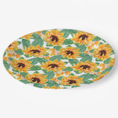 Assiettes En Carton Joli tournesol Jaune & Motif vert (Angle)