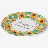 Assiettes En Carton Joli tournesol Jaune & Vert Motif Anniversaire (Angle)